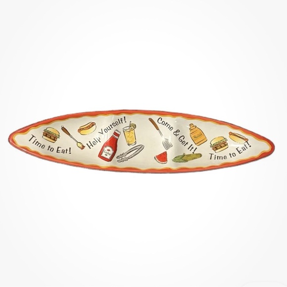 Bella Casa Ganz Skateboard Shaped Serving Platter 3 Compartment Food Graphics - Picture 1 of 8